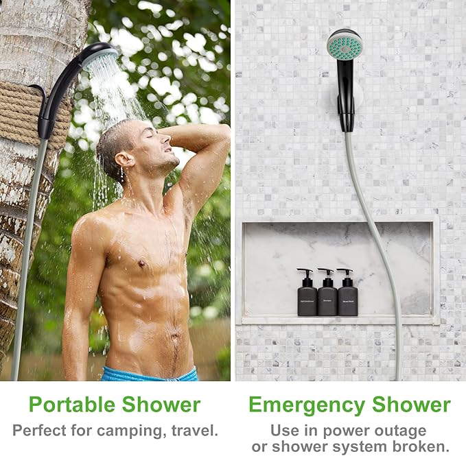 KEDSUM Portable Shower, Portable Camp Shower Pump with Rechargeable Battery, Portable Shower for Camping, Portable Outdoor Shower Head for Camping, Hiking, Traveling(+ Handheld Sprayer)