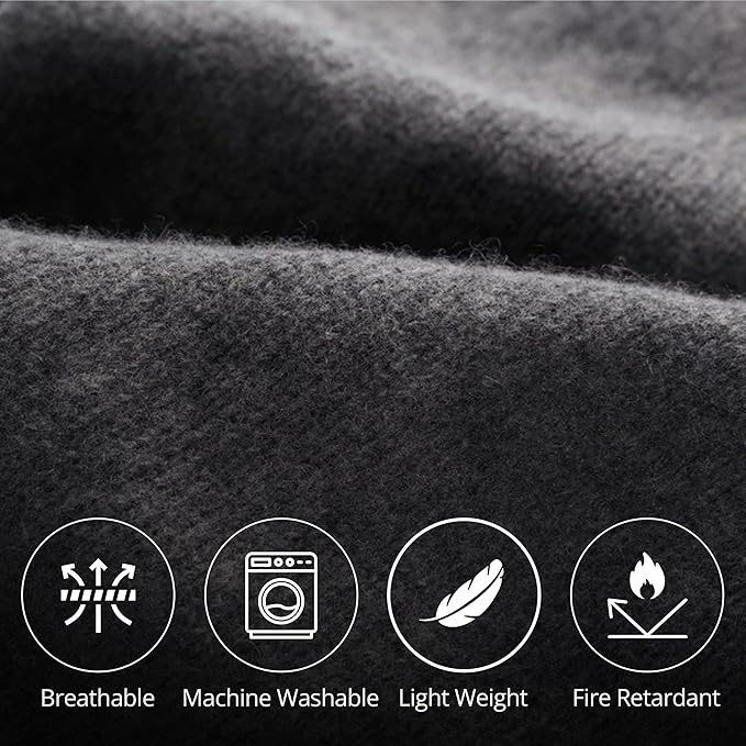 Grey 62x80 Military Wool Blanket for Emergency,Camping & Everyday Use (Grey)