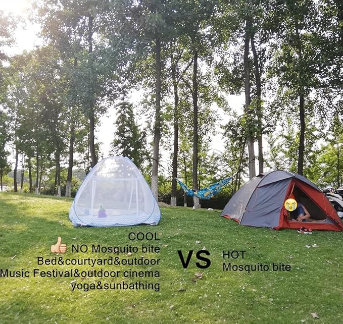 Jsanh Folding Mosquito Net Tent Canopy Curtains for Beds Pop Up King Size Portable Netting with Bottom Baby Adults L80XW72XH62inch