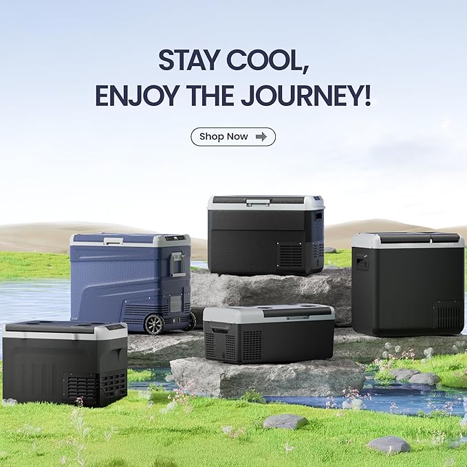 12 Volt Refrigerator, 23QT(21L) Compressor Electric Cooler, 12V fridge -4℉~68℉, Car Refrigerator 12/24V DC & 100-240V AC for Camping, Fishing, Travel, Home