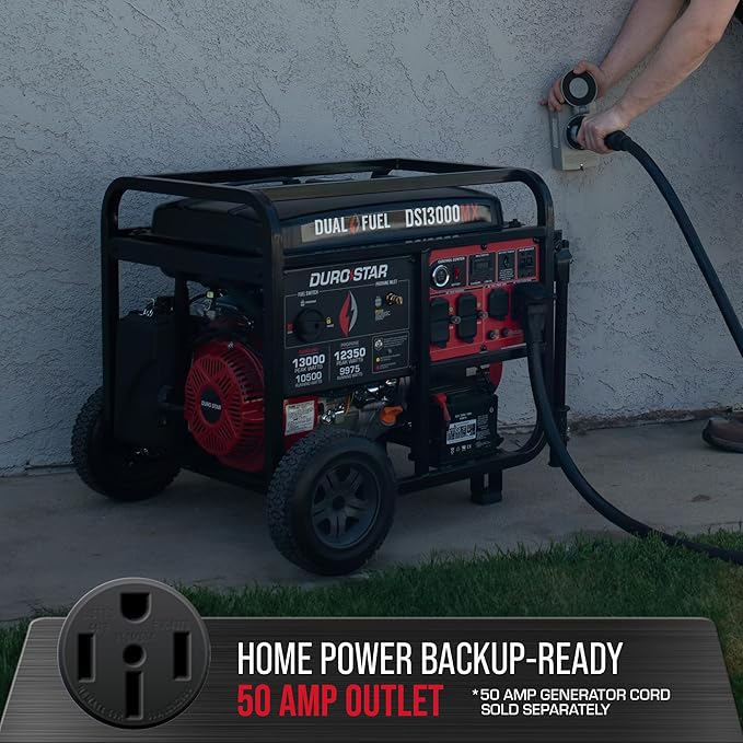 DS13000MX 13,000-Watt 500cc Dual Fuel Portable Generator - Gas and Propane, Remote Electric Start, Whole Home Power Backup, Transfer Switch Ready, RV & Emergency Ready