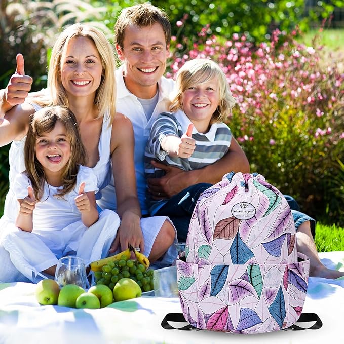 HUA ANGEL Floral Print Drawstring Bag - Lightweight Waterproof Cinch Sackpack with Side Pocket for Men & Women Travel Gym Bag