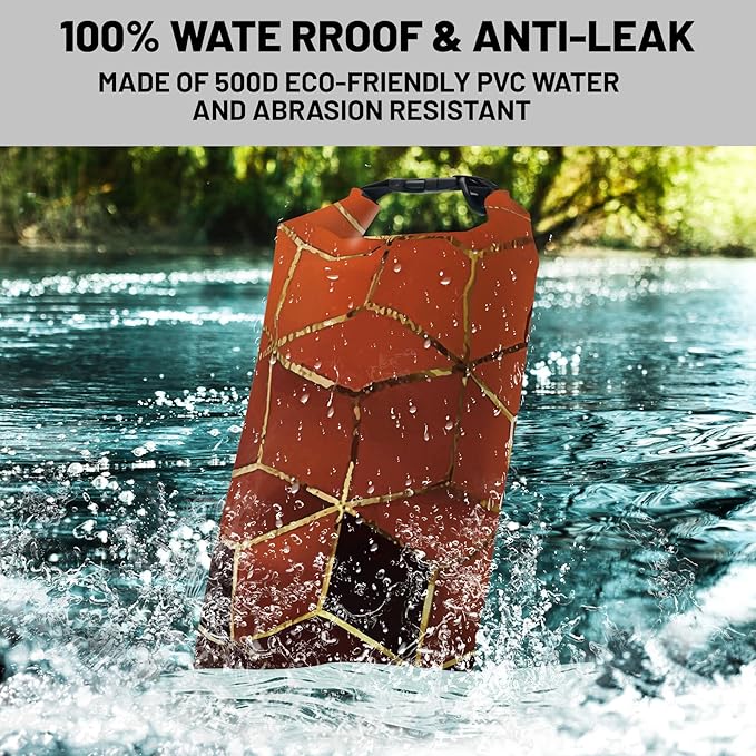 Waterproof Dry Bag,Roll Top Geometric Ombre Waterproof Backpack 5L/10L/20L Floating and Lightweight Bags for Kayaking, Boating, Fishing, Swimming and Camping