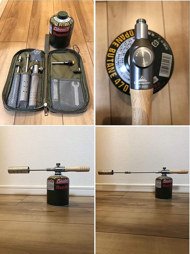 CAMPINGMOON Camping Grill Torch Dual Fuel Head Flame Adjustable for Charcoal Starter with Storage Case MT-3955/I-1010 (Butane + Isobutane)