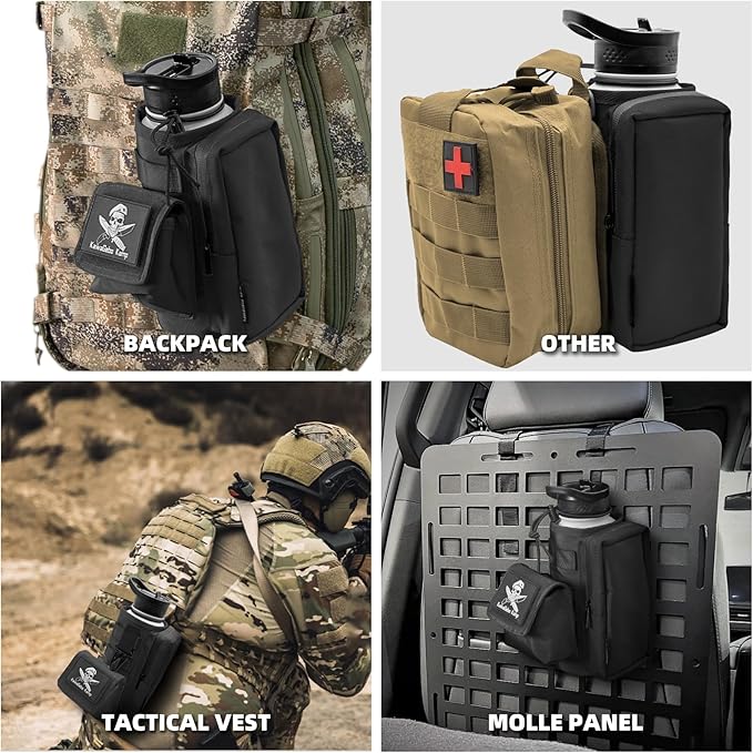 Water Bottle Holder Bag with Molle Strap - Water Bottle Carrier Pouch for Walking, Gym, Camping, Fishing, Hunting 32oz, 64oz, 128oz One Gallon Tactical Carrier Holder