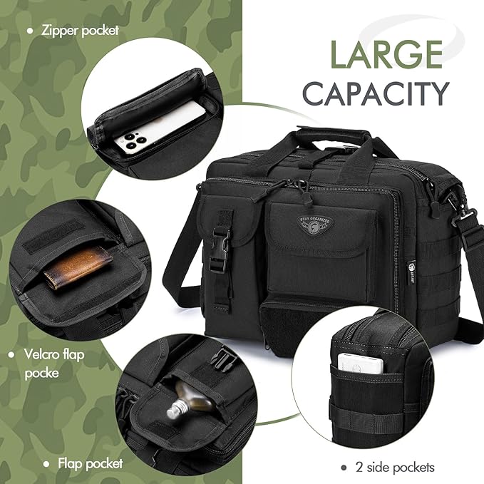 BAGZY Tactical Messenger Bag for Men Multifunctional Tactical Briefcase, Men's Military Laptop Bag 14/15.6/17.3 Inch Professional Work Bag for Business Teacher Office Travel
