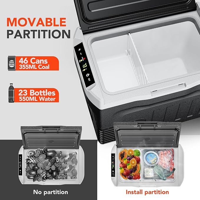 12 Volt Refrigerator, 32QT(30L) Compressor Electric Cooler, 12V fridge -4℉-68℉, Car Refrigerator 12/24V DC & 100-240V AC for Camping, Fishing, Travel, Home