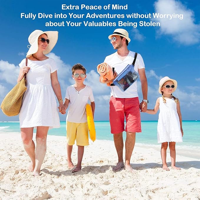 AiRunTech Waterproof Pouch with Waist Strap (2 Pack) | Adjustable Waterproof Dry Fanny Bag for Boating Swimming Kayaking Surfing | Beach Cruise Travel Accessories Essentials Vacation Must haves