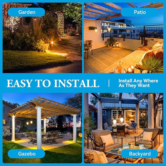 Rechargeable LED Gazebo Lights Outdoor Waterproof,3 Light Modes Battery Operated Lights,Candle Shape Outdoor Hanging Lights,Gazebo Chandelier Outdoor,Portable Pergola Lights,2 Pack