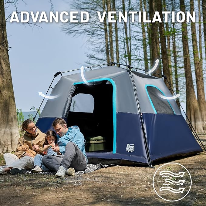 TIMBER RIDGE 5-6 Person Blackout Camping Tent, 60s Easy Setup Instant Cabin Tent for Family with Rainfly, Water-Resistant, 9' x 9' x 72" for Outdoor Adventures Gatherings
