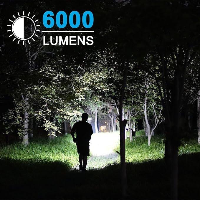 GOODSMANN 6000 Lumen Boat Spotlight - Waterproof Rechargeable LED Hunting Spotlight with Detachable Red Light Filter, EVA Carrying Case