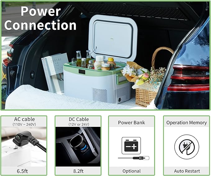 12 Volt Refrigerator Portable Car Freezer 13.5 Quart (12.8 Liter) Compressor Cooler 12V/24V DC 110~240 Volt AC for Truck Van RV Camper SUV Boat Travel Camping Road Trips Tailgating -18℃~+15℃