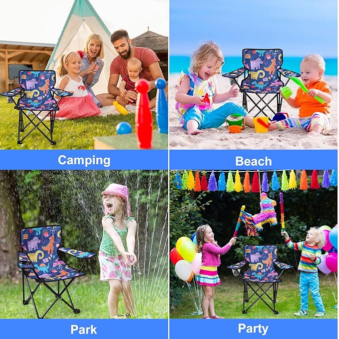 KABOER Kids Outdoor Folding Lawn and Camping Chair with Cup Holder and Carrying Bag, Children's Camping Chairs