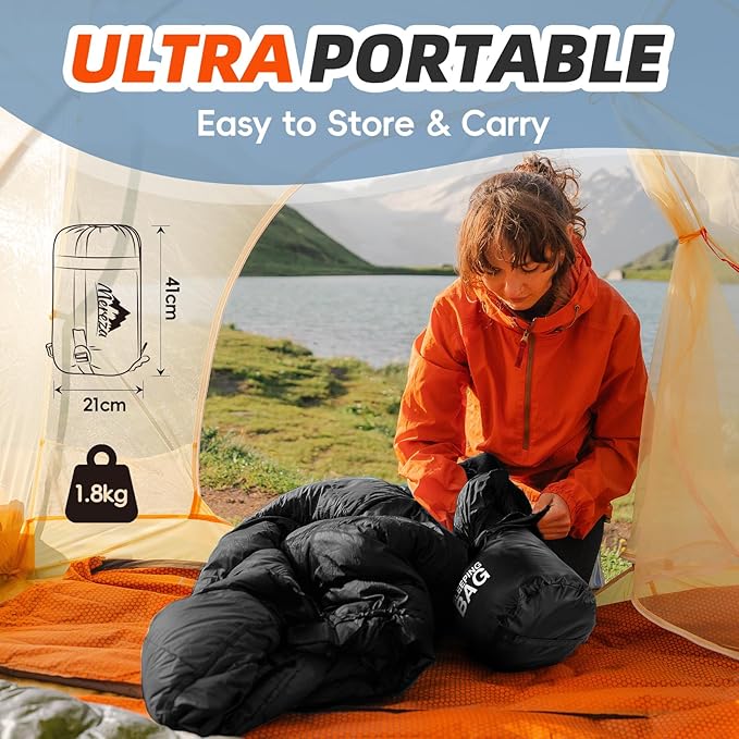 MEREZA Sleeping Bags XL for Adults Cold Weather Mens Large Wide Sleeping Bag for Big and Tall Girls Boys with Compression Sack for Camping Backpacking Warm & Cool Weather