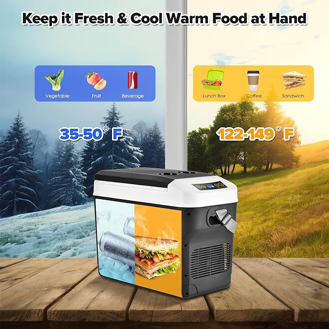 12 Volt Car Refrigerator 31Quart(30L) Electric Cooler/Warmer, Plug In Car Cooler with 110V AC Home Power Cord & 12V Car Adapter, Portable Refrigerator for Camping, Travel, RV