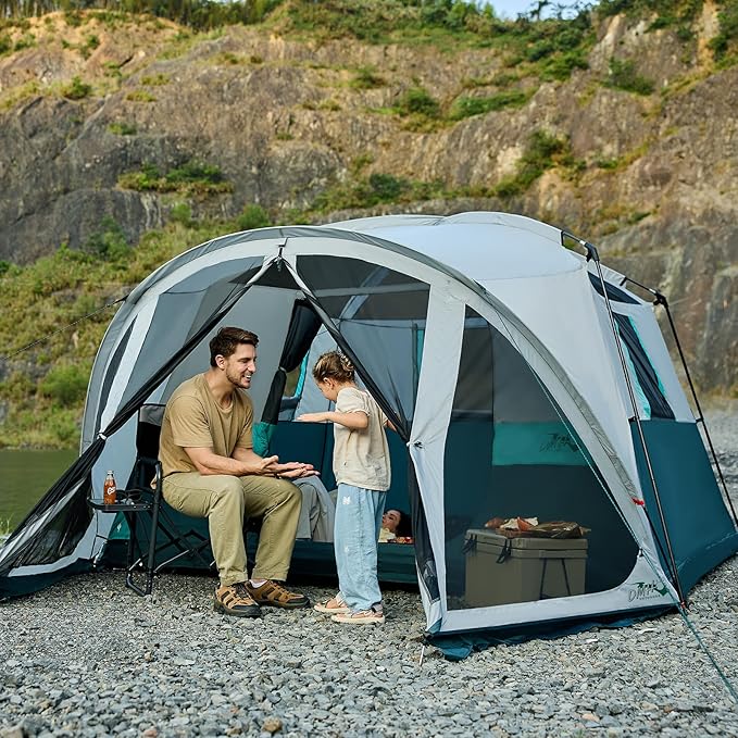Tents for Camping 6/10 Person Camping Tent with Screen Porch, Weatherproof Large Cabin Tent with Rainfly and Carry Bag, Family Tent for Outdoor Camping and Backyard