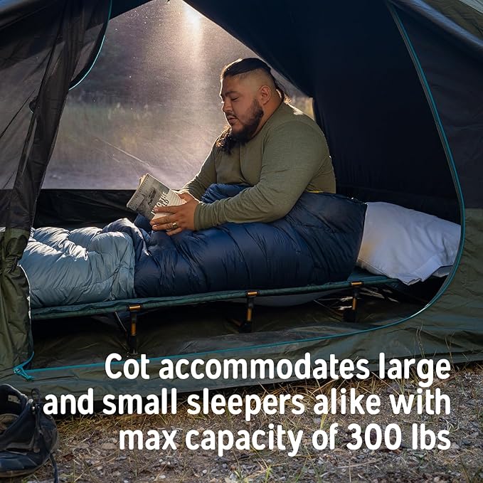 Kelty Lowdown Camping Cot, Tent and Car Camping Bed, Aluminum Frame, Lightweight Carry Size, Fern Green