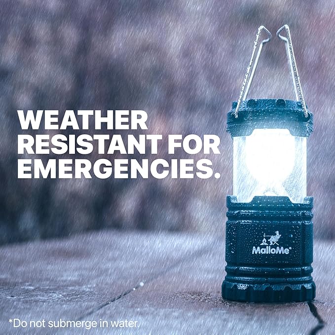 MalloMe Camping Lantern Multicolor 8 Pack Lanterns for Power Outages, Camping Lights for Tent Hanging, Camp Light Tent Lamp Emergency Battery Powered LED Lantern (Rechargeable Batteries Not Included)