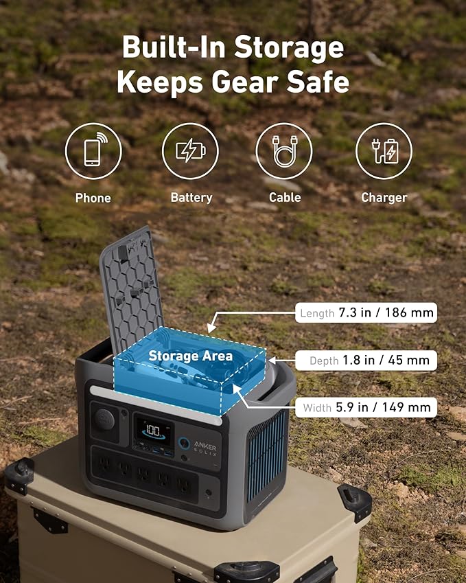 Anker SOLIX C800 Portable Power Station, 1200W (Peak 1600W) Solar Generator, Full Charge in 58 Min, 768Wh LiFePO4 Battery for Outdoor Camping, RVs, Road Trip, and Power Outages (Optional Solar Panel)