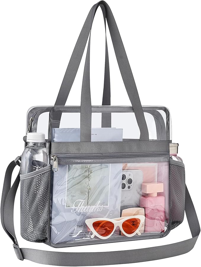 USPECLARE Clear Tote Stadium Approved, Security Travel & Gym Clear Bag for Work Sports Games Concerts