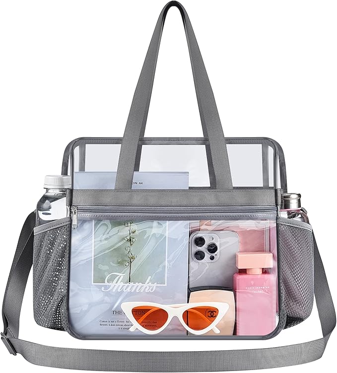 USPECLARE Clear Tote Stadium Approved, Security Travel & Gym Clear Bag for Work Sports Games Concerts