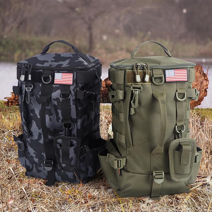 Fishing Backpack Tackle Bag, Fishing Backpack with Rod Holders Large Storage Fishing Tackle Box Backpack, Fishing Rod Bag for Carrying Fishing Gear and Equipment, Fishing Gifts for Men, RBG02