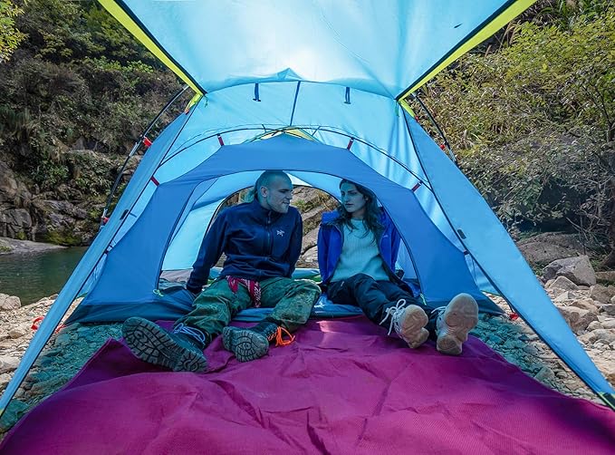 KAZOO 2/4 Person Camping Tent Outdoor Waterproof Family Large Tents 2/4 People Easy Setup Tent with Porch Double Layer