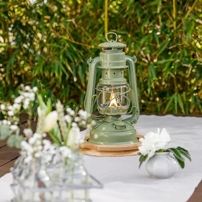 Baby Special 276 Storm Lantern - Made in Germany Since 1893 - Petroleum Lamp Made of Powder-Coated Steel and Shatterproof Glass - Sage Green
