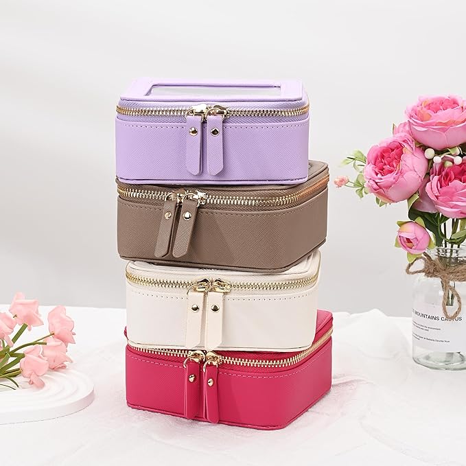 Aveniee Mini Clear Makeup Bag, Small Cosmetic Bags Travel Toiletry Bag, TSA Approved Clear Makeup Case Pouch with Zipper, Car Organizer Essentials for Women Men(Lilac)