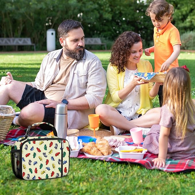 esouler Lunch Box Kids Insulated Lunch Bag for Boys & Girls Durable Children Lunchbox for School with Water Bottle Holder-Car