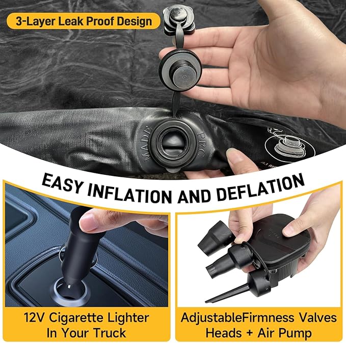 Umbrauto Air Mattress for 6-6.5ft Full Size Truck Bed, Inflatable Pickup Airbed with Pump, Tent Camping Sleeping Pad for Outdoor Travel