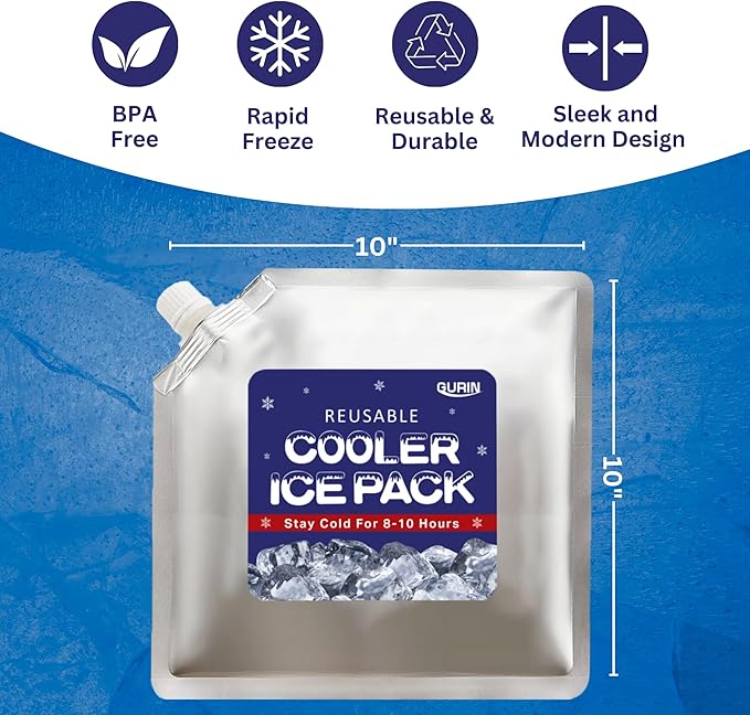 GURIN Reusable Ice Packs for Lunch Box/Coolers, Bag, or Backpack Coolers - Cold Up to 8-12 Hours Long Lasting for Camping Picnic, Outdoor Activities, Food Delivery