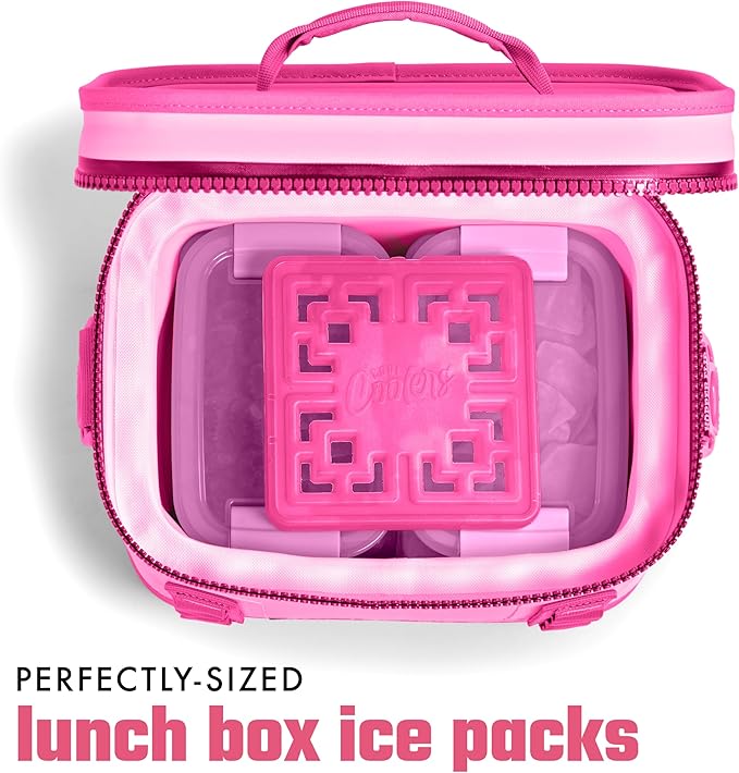 Cool Coolers Large Fashion Ice by Fit + Fresh, 3pk Ice Blocks for Lunchboxes, Freezer Packs for Coolers, Hot Pink