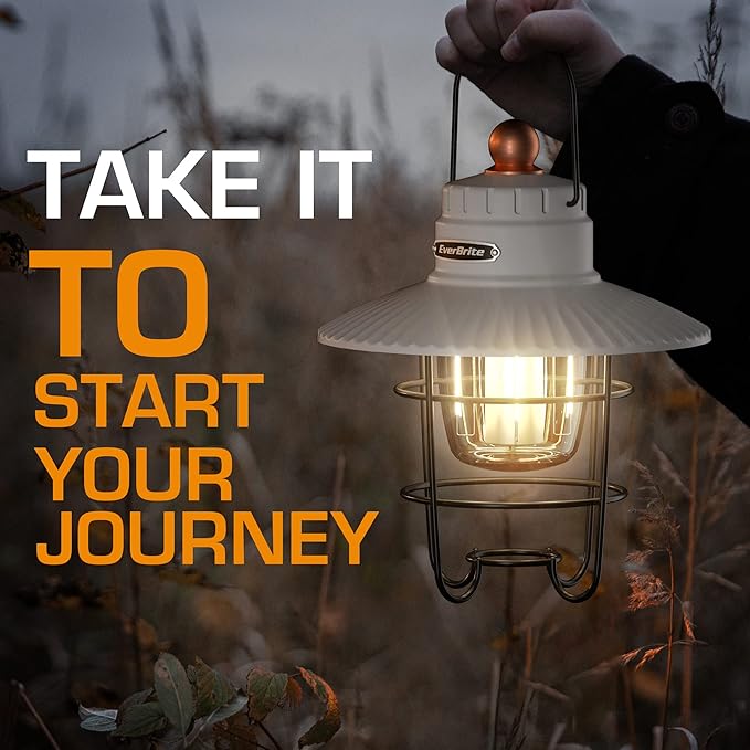 EverBrite LED Camping Lantern Pack of 2, USB C Rechargeable Lantern with 3 Light Modes, Vintage Outdoor Lanterns with Power Bank Function for Power Outages, Hurricane, Emergency, Fishing