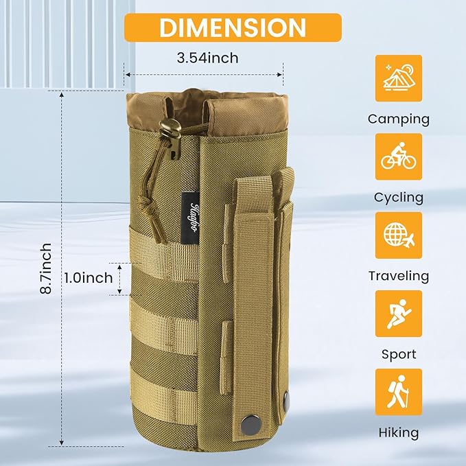 Molle Water Bottle Holder, Upgraded 1000D Nylon Tactical Molle Water Bottle Pouch, Sports Water Bottle Bag Bottom Mesh Lining Hydration Carrier for Camping, Climbing, Hiking and Travelling