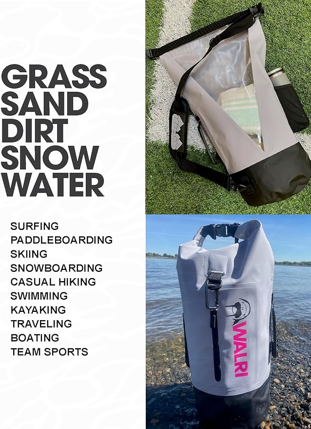 WALRI 20L Waterproof day pack for Sports, Surf, Turf and Dirt (Grey)