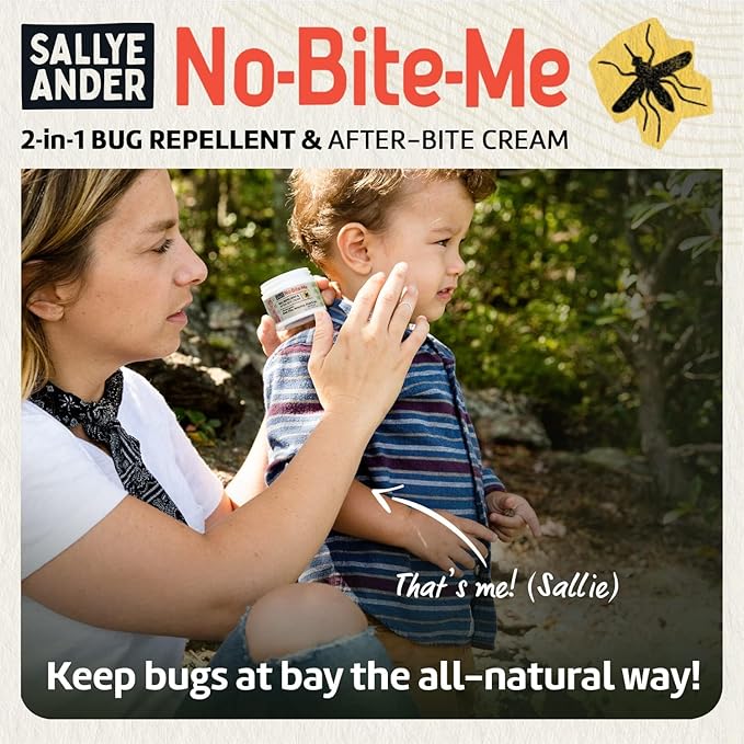 SALLYEANDER No Bite Me All-Natural Bug & Insect Repellent - Anti Itch Cream - 2 oz - Safe for Kids and Infants - Repels Mosquitoes, Black Flies, Fleas, and Ticks