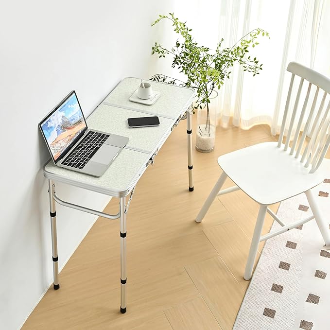 Folding Camping Table, 35''L x16''W Camp Aluminum Table with Adjustable Height Legs, Indoor Outdoor Lightweight Portable Folding Dining Table for Camp Picnic Beach Cooking 3Ft(3 Heights 10"/20"/27")