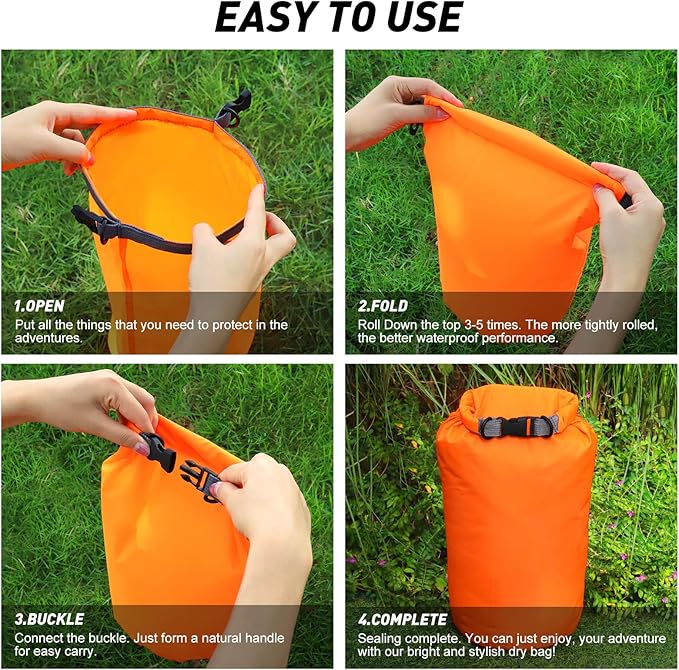 R2Depot Waterproof Dry Bag, 5L/10L/20L/40L/70L Dry Storage Bag for Kayaking, Gym, Hiking, Swimming (Green, 10L)