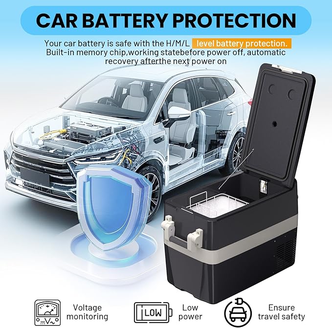 12 Volt Refrigerator, 42QT(40L) Electric Cooler, Portable Car Refrigerator Car Freezer 12V/24V DC 110-240V AC, 12V Car Cooler 0℉~50℉, Car Freezer 12v Portable Fridge for Car, Auto