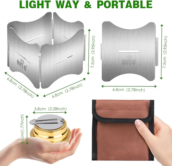 Alcohol Stove, Camping Stove with Stove Cover, Stainless Steel Windproof Solo Stove, Suitable for Outdoor Camping Hiking Backpacking