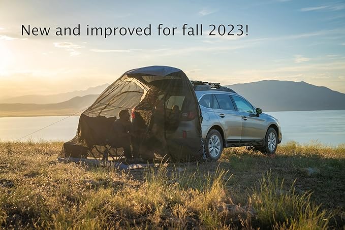 Universal SUV Tent Spacious Camping Attachment for SUV Car Van Minivan Hatchback and Truck Rear Door Setup for Outdoor and Tailgate Use with Most Automobiles with Screen Tent & Rainfly