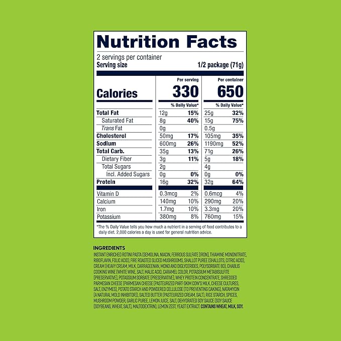 BIGHORN Mountain Food Vegetarian Creamy Mushroom Pasta - contains 6 packs | 12 servings | 192g Protein | 3,900 Calories - premium freeze dried meals for backpacking food - vegetarian backpacking meals - ideal camping meals just add water - great taste
