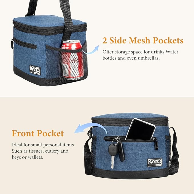 Tirrinia Insulated Lunch Box for Men/Women, Leakproof Thermal Lunch Bag for Office Picnic Work Beach Camping,Reusable Lunch Cooler Tote for Adult, Dark Blue