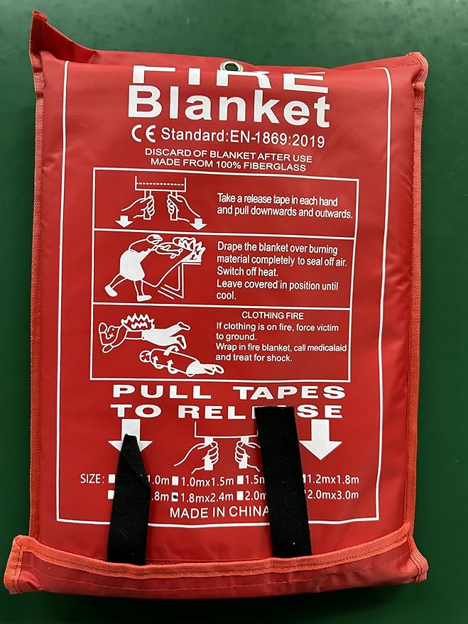 FLASLD Large Fire Blanket for Home and Kitchen, 6 ft x 8 ft Fiberglass Welding Blanket Emergency for People, Flame Retardant Protection and Heat Insulation