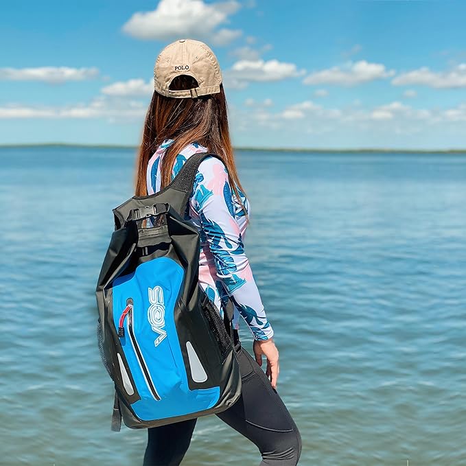 VOS Waterproof Premium Dry Bag | All-purpose Lightweight Dry Storage Backpack for Travel, Swimming, Boating, Kayaking, Camping, Beach (Blue/Black)