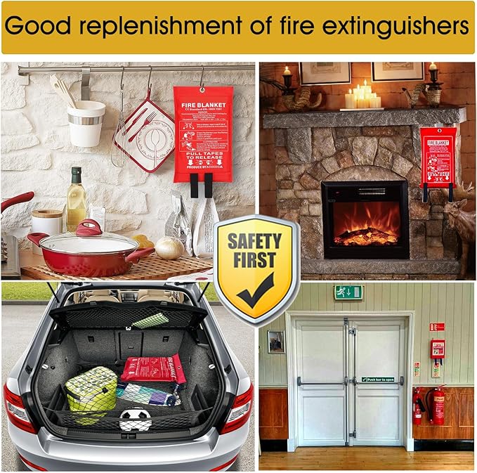 KITOSUN Fire Blanket for Kitchen Home Emergency - Fiberglass Blankets Fire Survival Suspension Flames Retardant Extinguisher Great for Stove Car Garage Office Camping Caravan BBQ Safety (1-Pack)