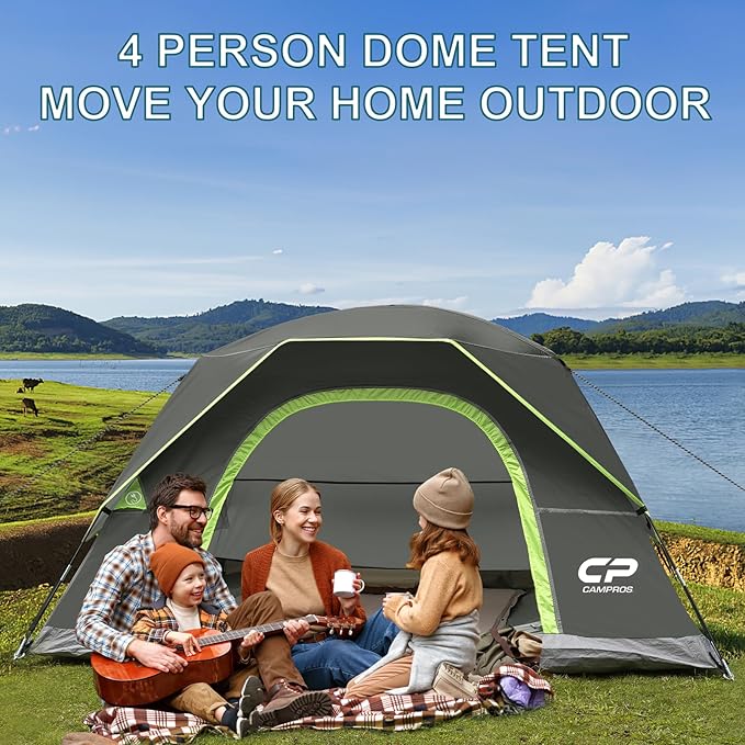 CAMPROS CP Tents for Camping 4/6 Person Tent Waterproof Windproof Double Layer Camping Tent, Easy Setup Dome Tent with Large Mesh Windows & Wider Door for Outdoor Camping & Hiking