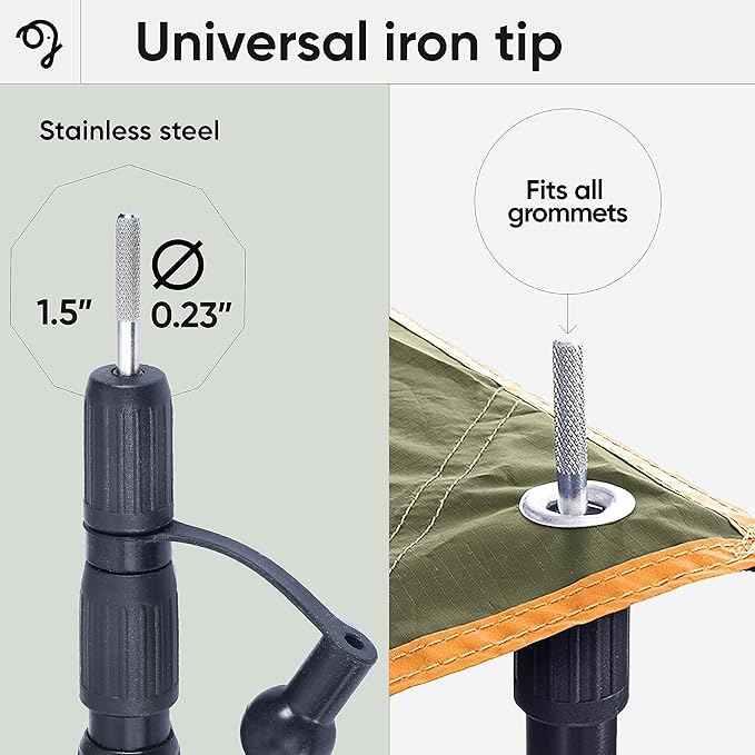 Green Elephant Camping Tarp Poles - Adjustable Aluminum Telescoping Tent Poles for Tarps, Canopy & Awning - Heavy Duty Collapsible Pole Set of 2 - Extends 8ft, Shrinks to 2ft - Caravan & Beach Shade