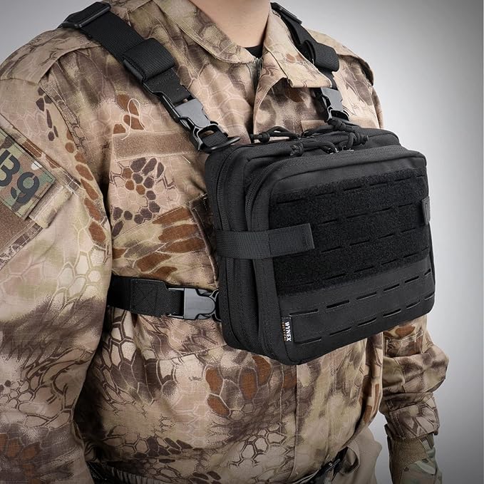 WYNEX Tactical Molle Admin Pouch of Laser Cut Design, Utility Pouches Molle Attachment Military Medical EMT Organizer with Map Pocket EDC EMT Pack IFAK Tool Holder Universal U.S.A Patch Included